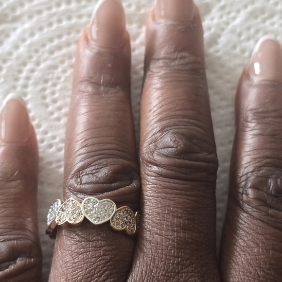 And Now This Jewelry - And Now This Women Heart-Shaped Gold Silver Ring Sz 8 18k Gold Over Brass New